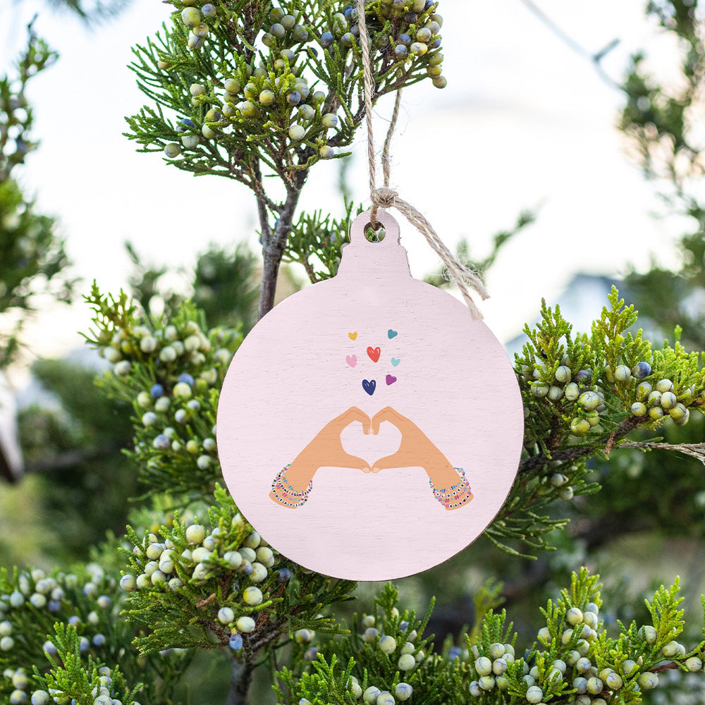 Heart Hands Wooden Ornament