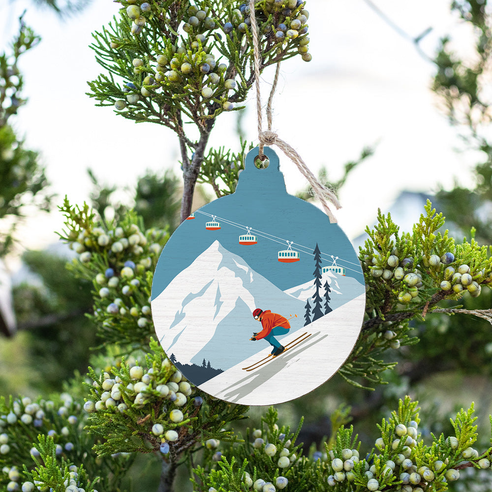 Bluebird Ski Day Bulb Ornament