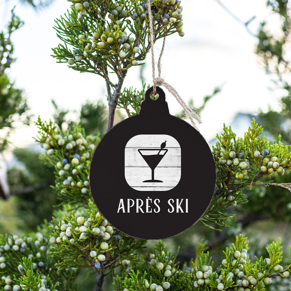 Black and White Apres Ski Martini Bulb Ornament