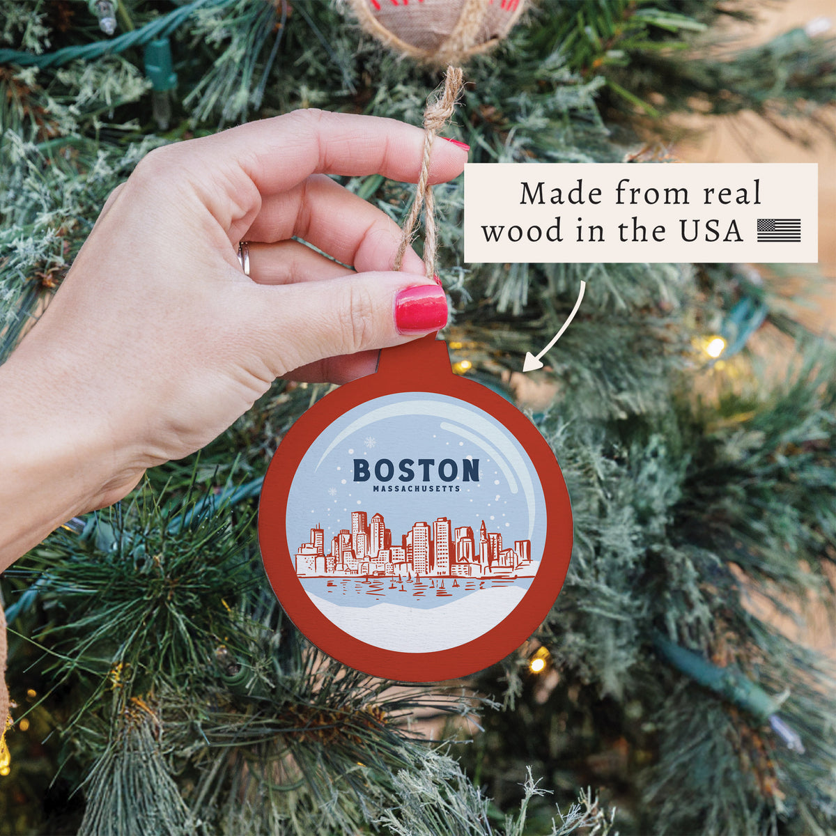 Boston Snow Ornament