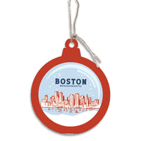 Red White and Blue Boston Snowglobe Ornament