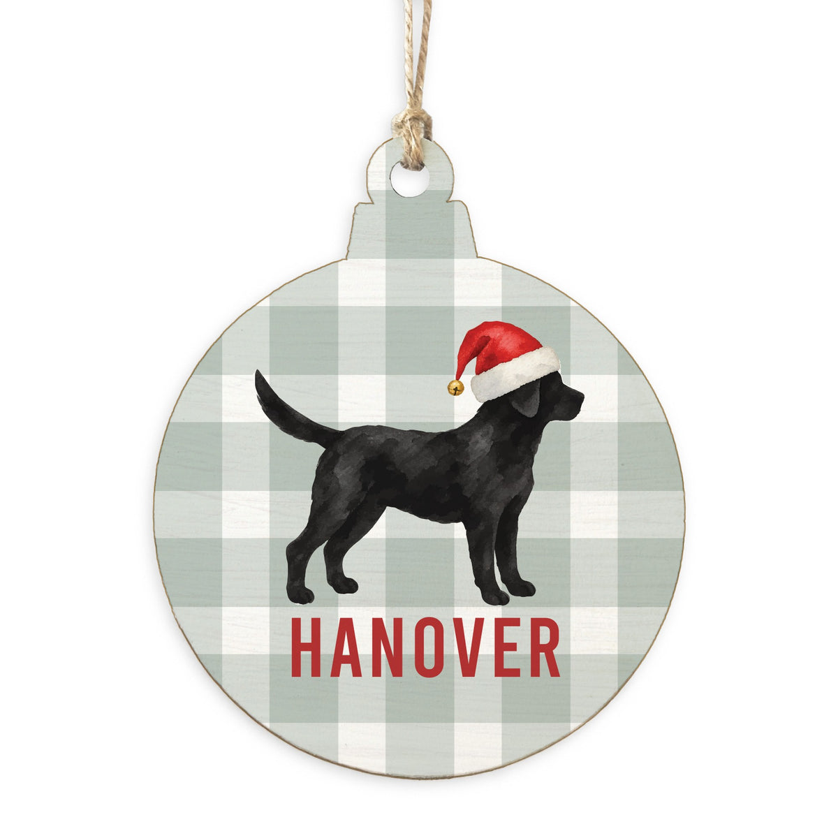 Black Lab Santa Hat Personalized Ornament