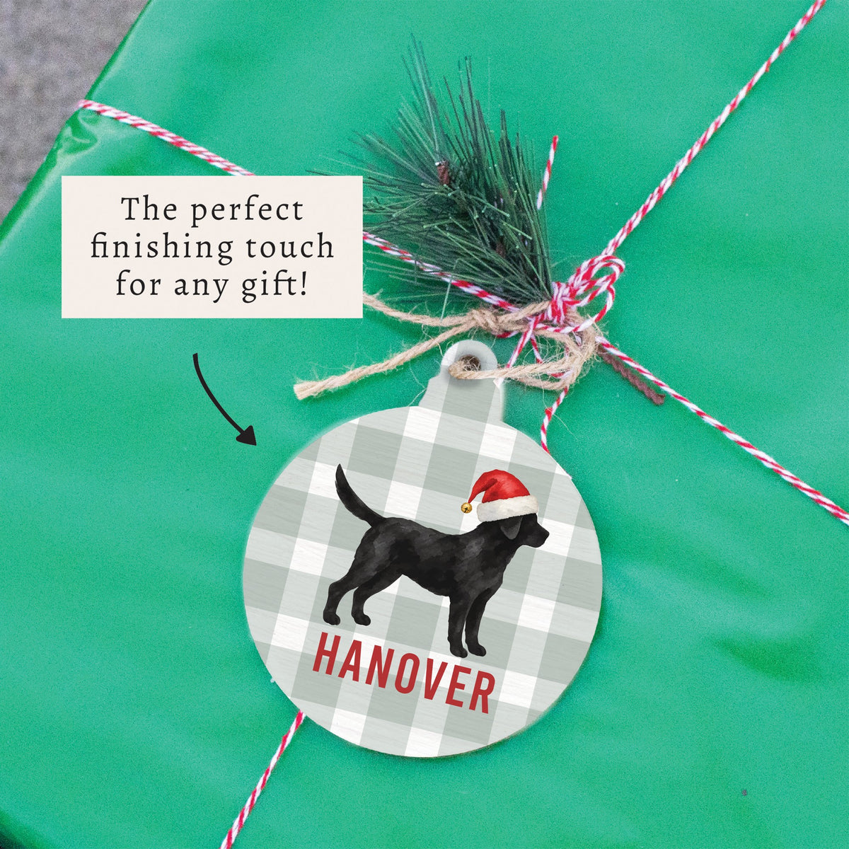 Black Lab Santa Hat Personalized Ornament