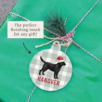 Black Lab Santa Hat Personalized Ornament