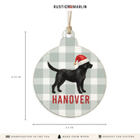 Black Lab Santa Hat Personalized Ornament