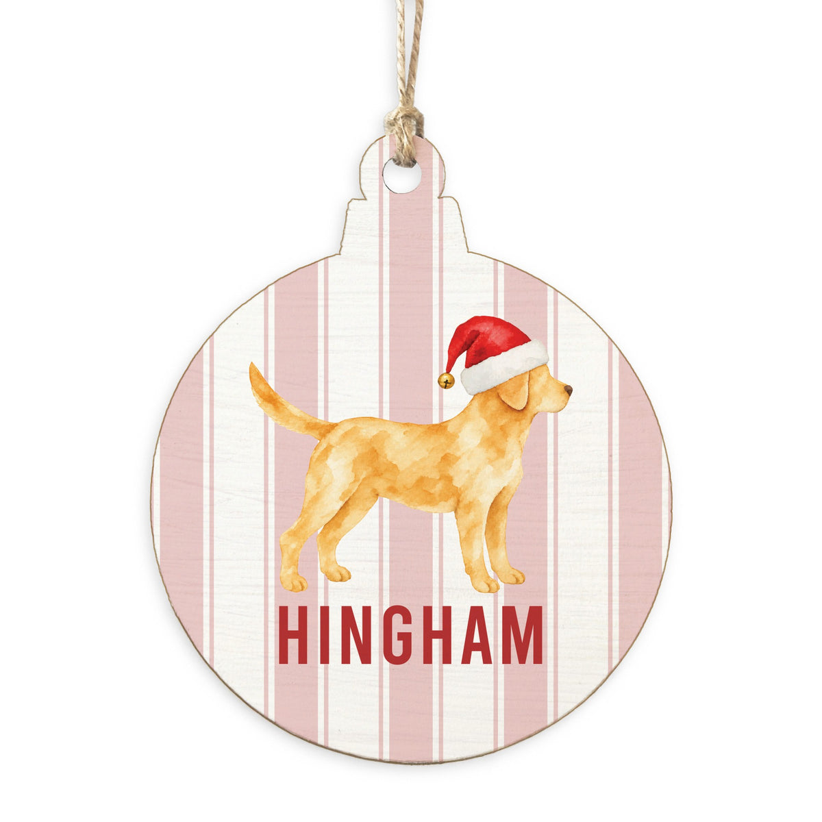 Yellow Lab Santa Hat Personalized Ornament