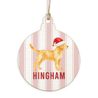 Yellow Lab Santa Hat Personalized Ornament