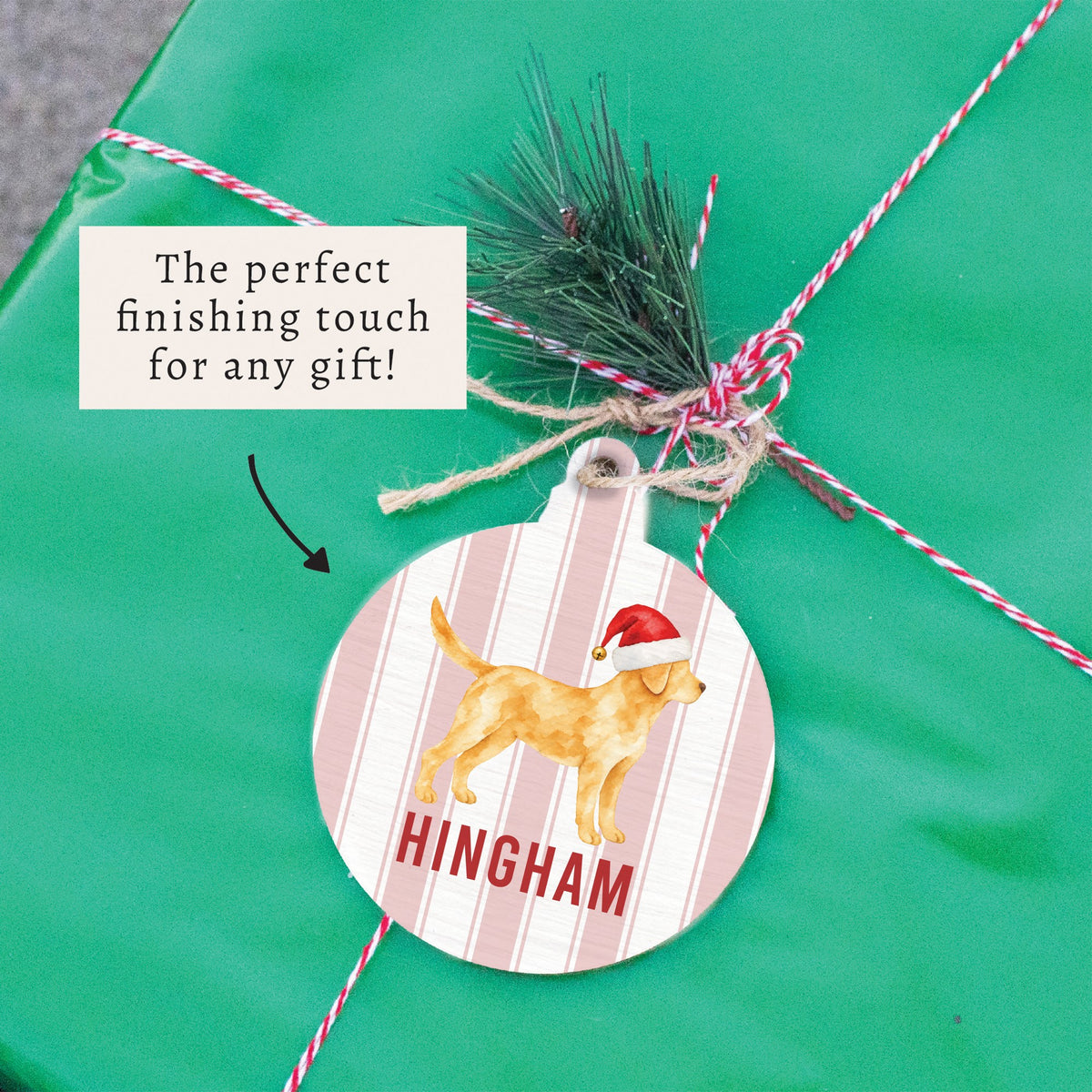 Yellow Lab Santa Hat Personalized Ornament