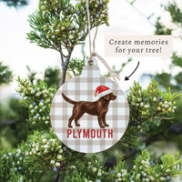 Chocolate Lab Santa Hat Personalized Ornament