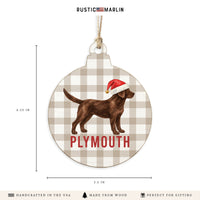 Chocolate Lab Santa Hat Personalized Ornament