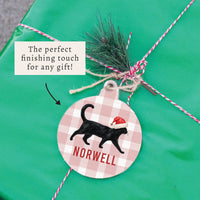 Black Cat Santa Hat Personalized Ornament