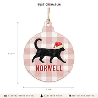 Black Cat Santa Hat Personalized Ornament