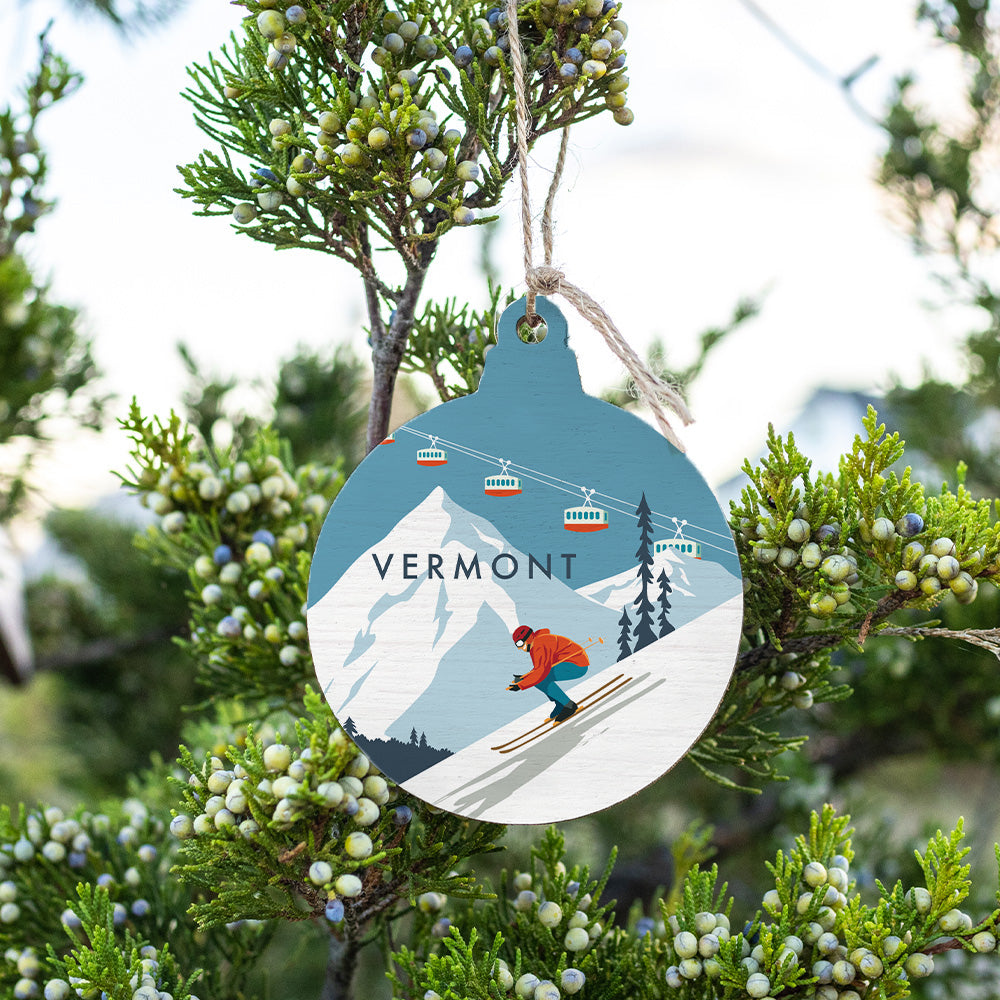 Personalized Bluebird Ski Day Bulb Ornament