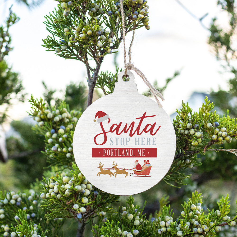 Personalized Santa Stop Here Bulb Ornament