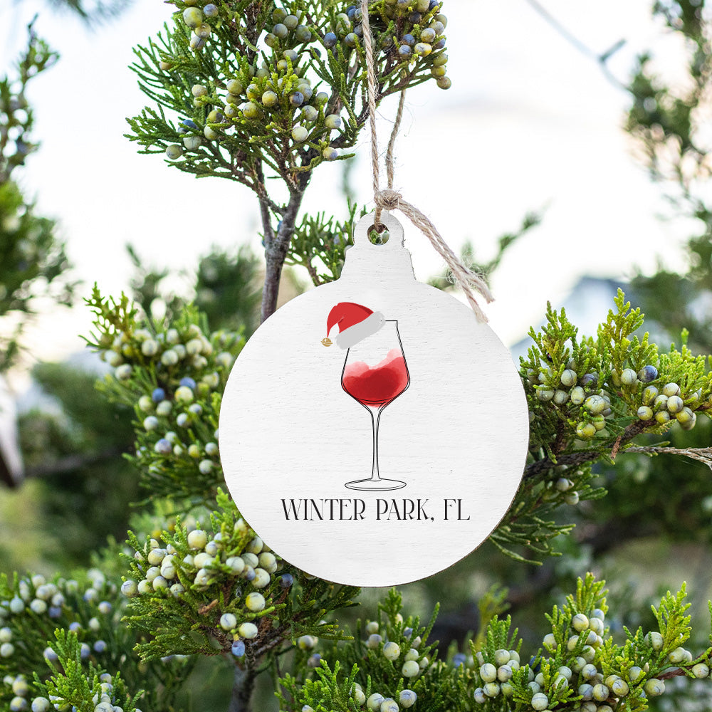 Personalized Santa Wine Glass Bulb Ornament