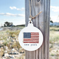 American Vintage Flag Personalized Ornament