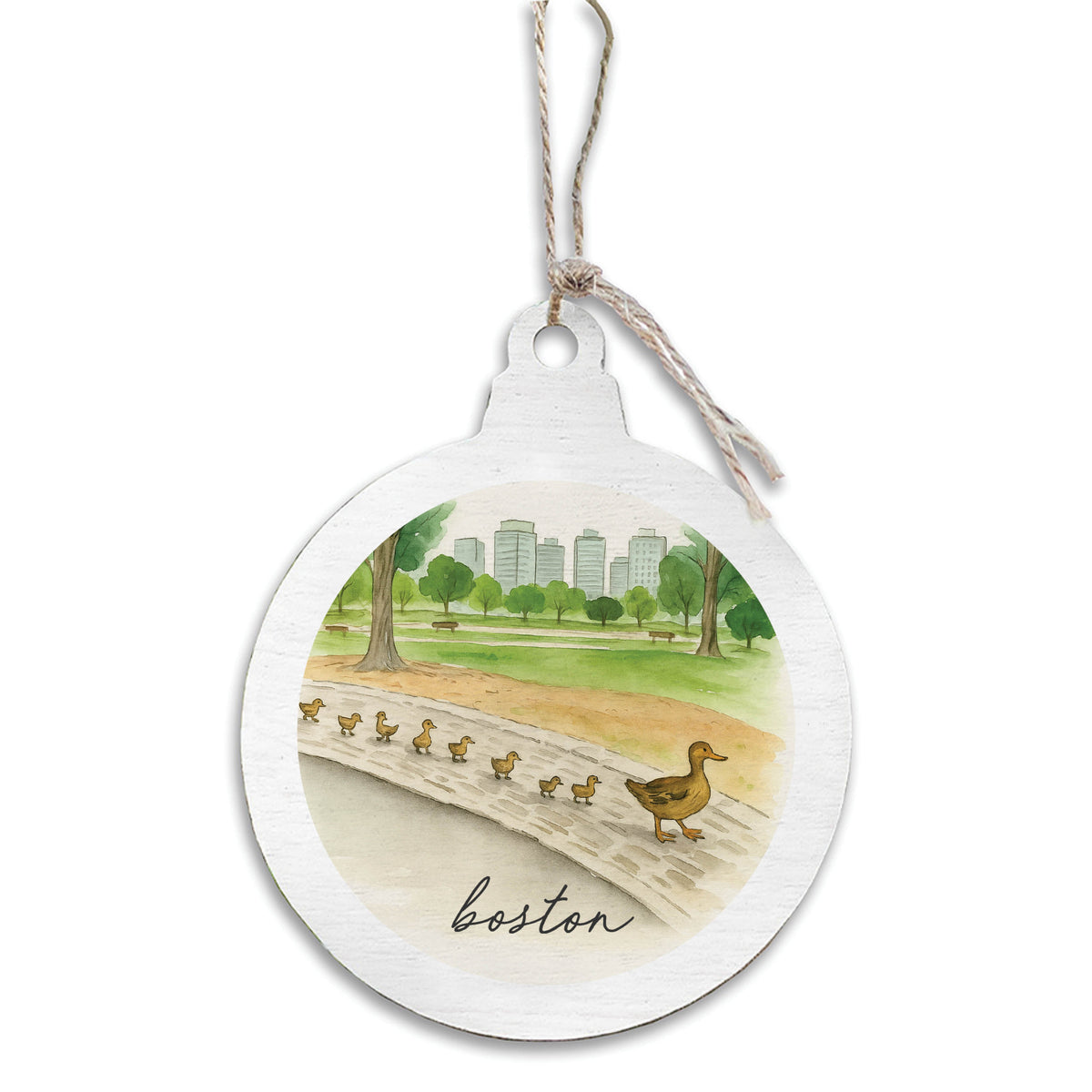 Duckling Boston Wooden Ornament