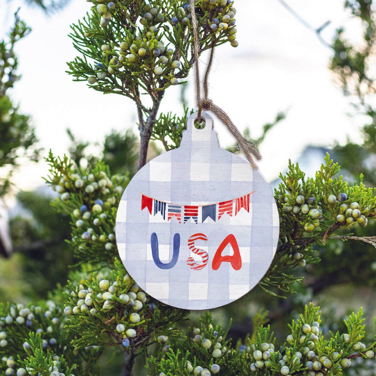 USA Gingham Ornament