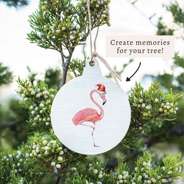 Santa Flamingo Ornament