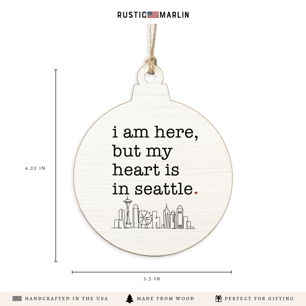 My Heart Is In Seattle Ornament