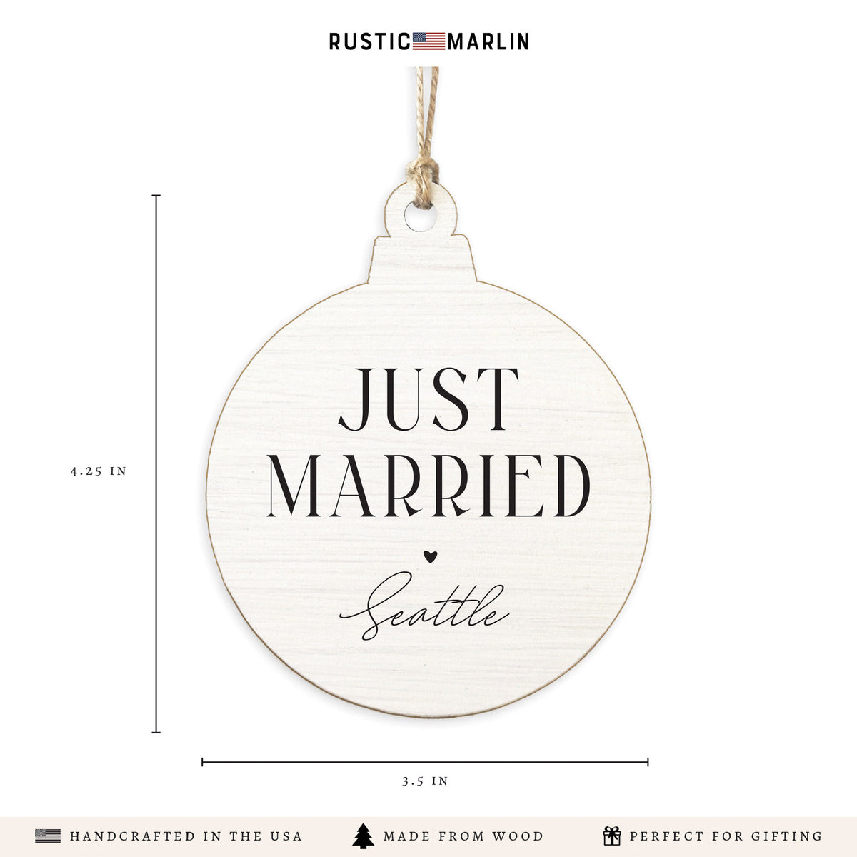 Just Married Seattle Ornament