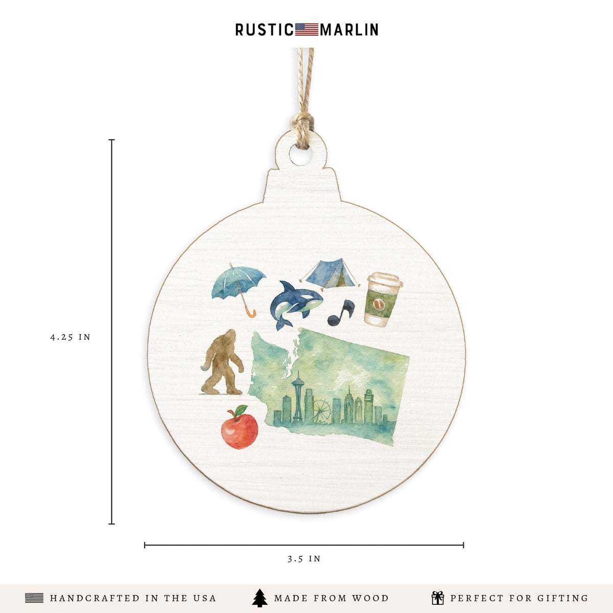 Seattle Washington State Icons Ornament