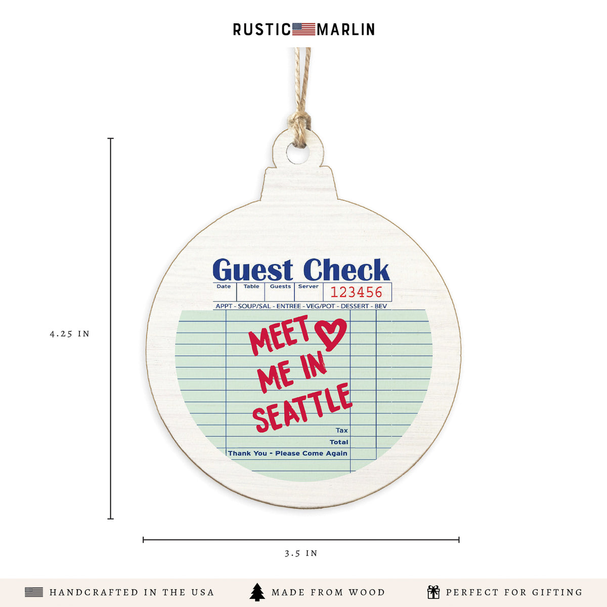 Seattle Guest Check Ornament