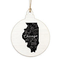 Chicago, Illinois State Line Art Ornament