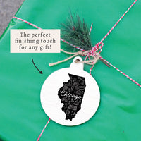 Chicago, Illinois State Line Art Ornament