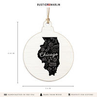 Chicago, Illinois State Line Art Ornament