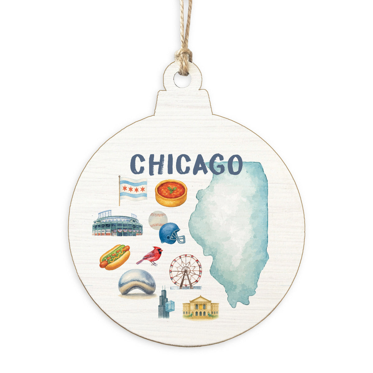 Chicago Illinois State Icons Ornament