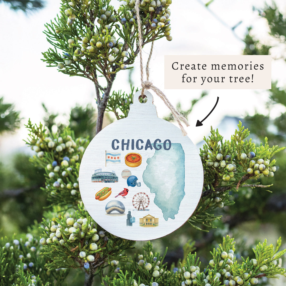 Chicago Illinois State Icons Ornament