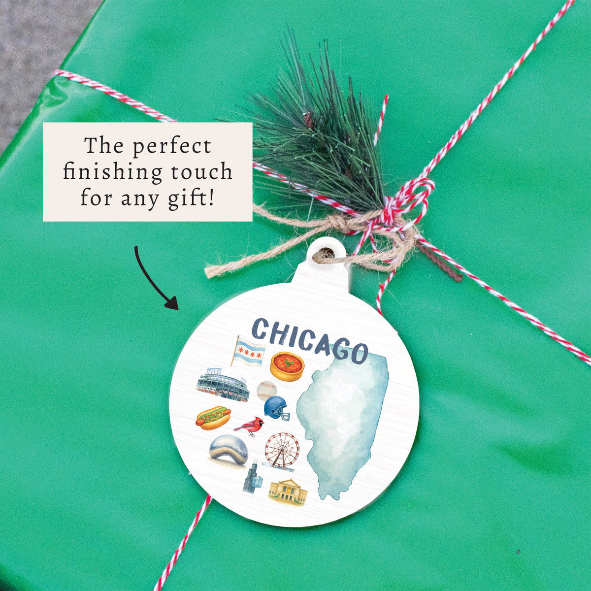 Chicago Illinois State Icons Ornament