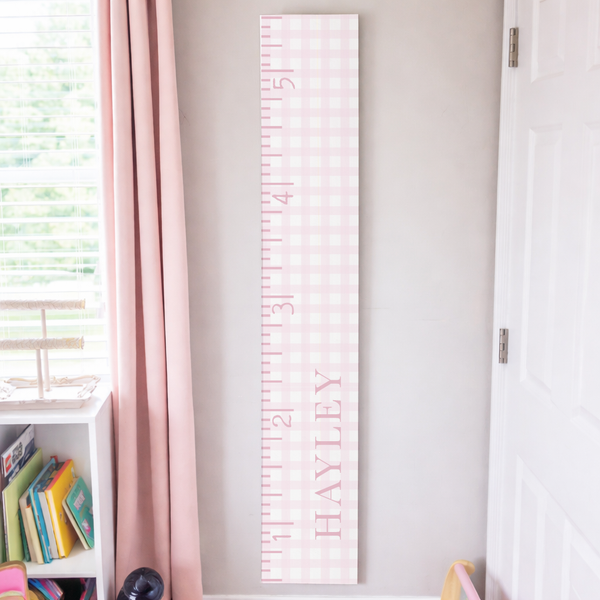 Pink Gingham Personalized Growth Chart