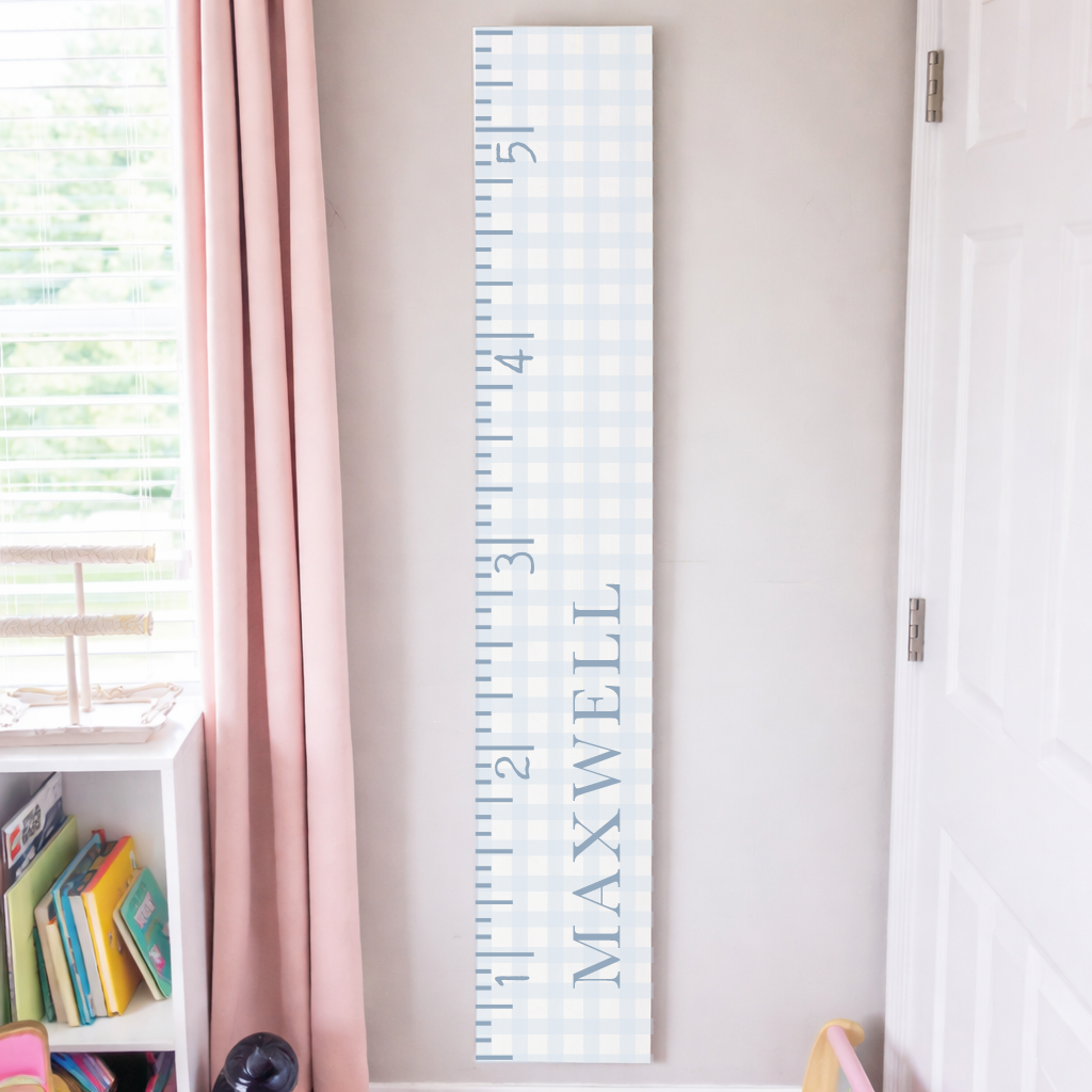 Blue Gingham Personalized Growth Chart