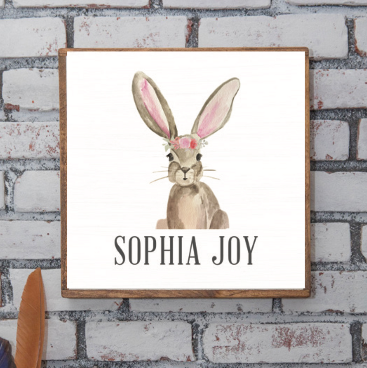 Floral Bunny 24” x 24” Personalized Wall Art