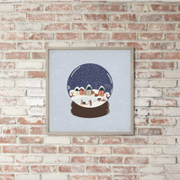 Vintage Snow Globe Village Wall Art