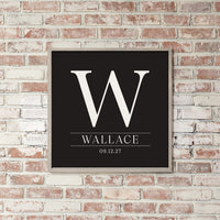 Initial Black Personalized Wall Art