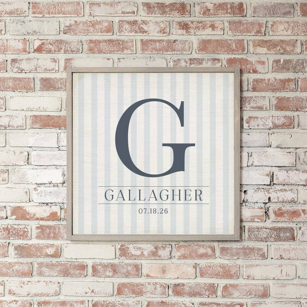Custom Initial Striped Personalized Wall Art