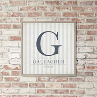 Custom Initial Striped Personalized Wall Art