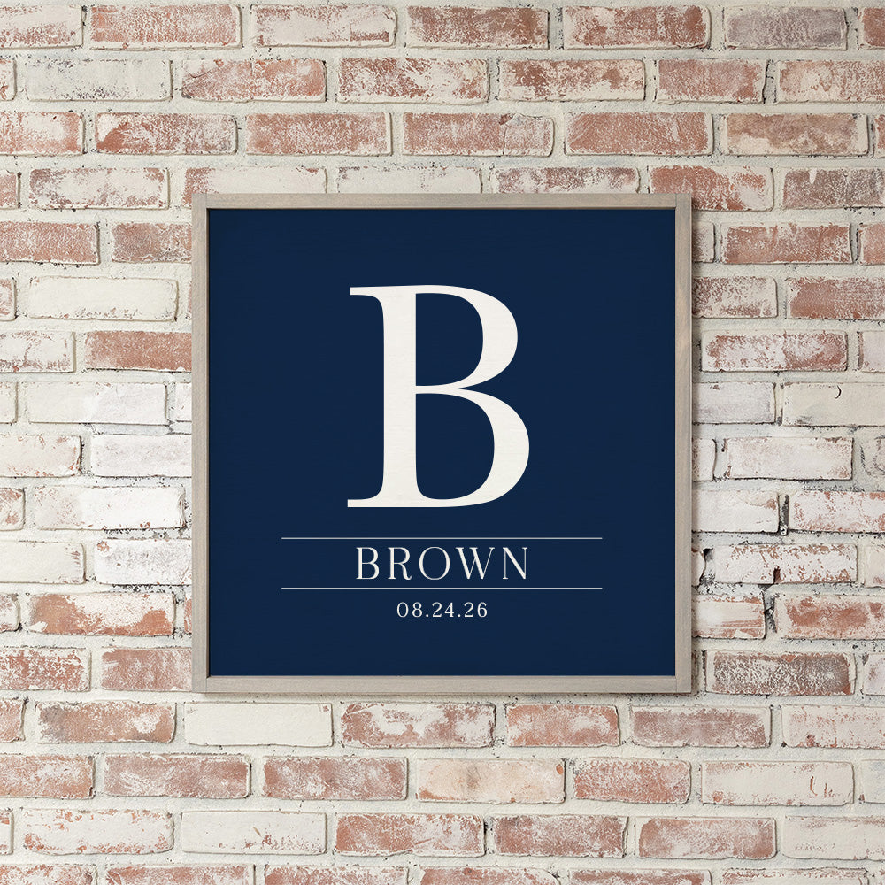 Initial Navy Personalized Wall Art