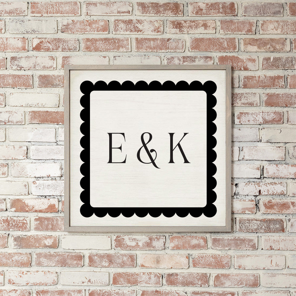 Scalloped Monogram Personalized Wall Art