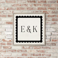 Scalloped Monogram Personalized Wall Art