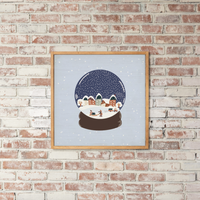 Vintage Snow Globe Village Wall Art