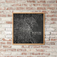 Charcoal Boston City Grid Wall Art