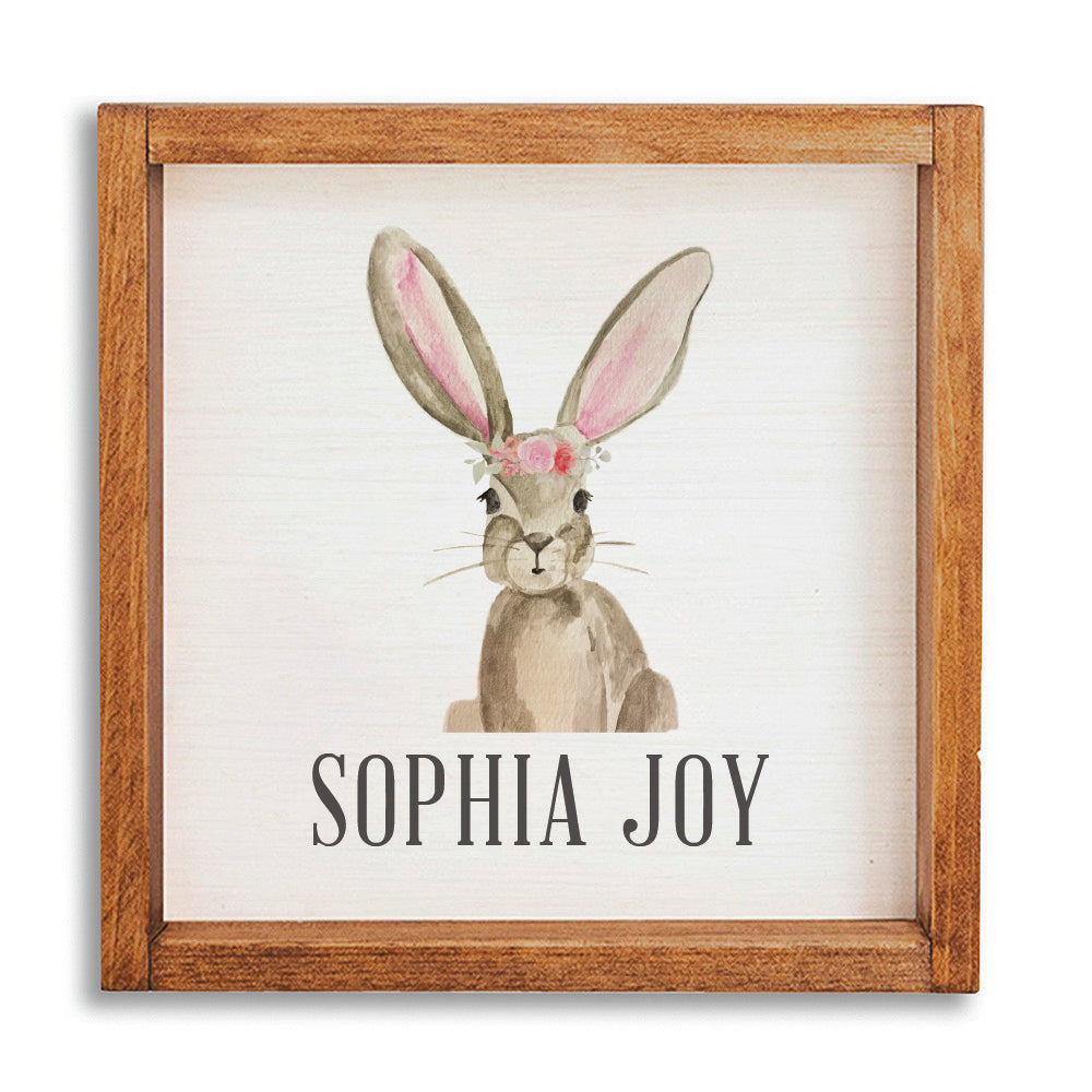 Floral Bunny 24” x 24” Personalized Wall Art