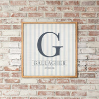 Custom Initial Striped Personalized Wall Art