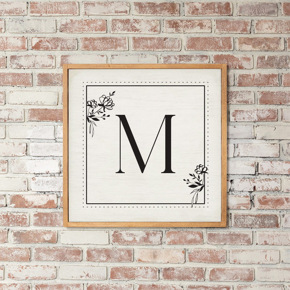 Classic Floral Initial Personalized Wall Art