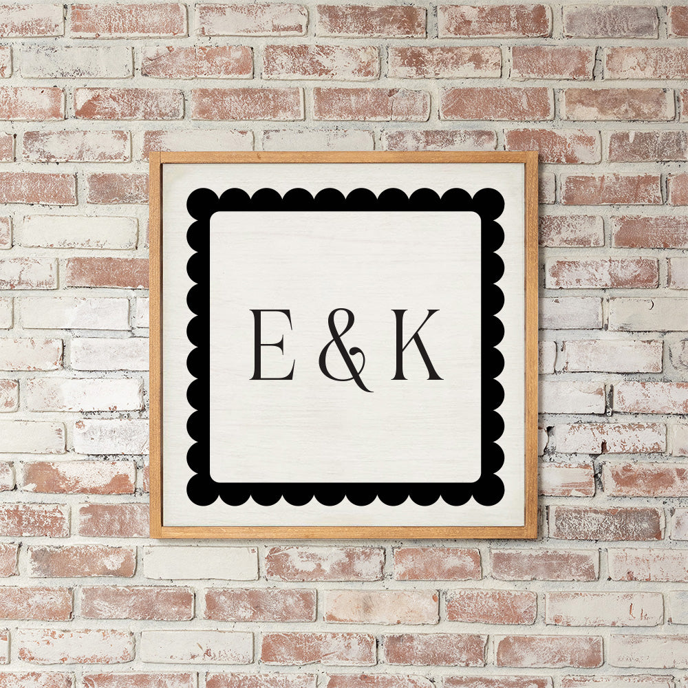 Scalloped Monogram Personalized Wall Art