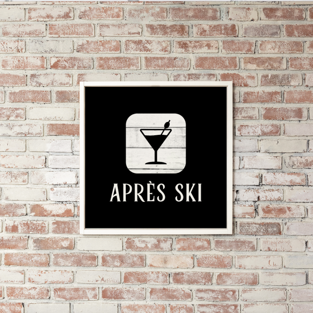 Black and White Apres Ski Martini Wall Art